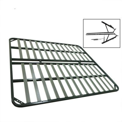 China Furniture Storage Metal Folding Bed Frame Black Metal Attic Folding Bed Slats Wood Frame for sale