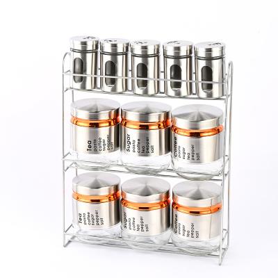 China Household Viable Wholesale Kitchenware 11 Pcs Spice Seasoning Organizer Jar Storage Rack Set for sale