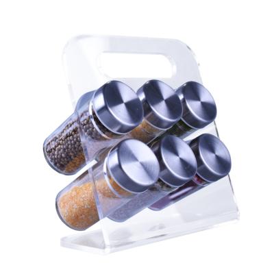 China Amazon Sustainable Hot Sale 6 Pcs 3.4oz Spice Bottles Set With Portable Flavoring Bottle Receive Rack for sale