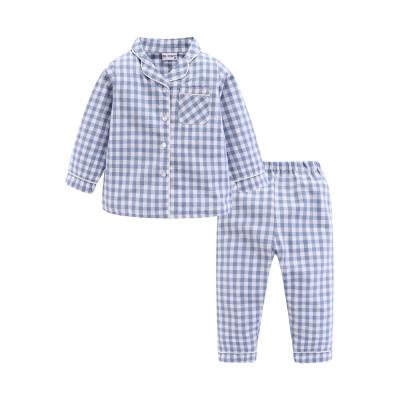 China Mudkingdom Little Girl Plaid Sleepwear Toddler Leisure Wear Breathable Boys Long Sleeve Pajamas for sale