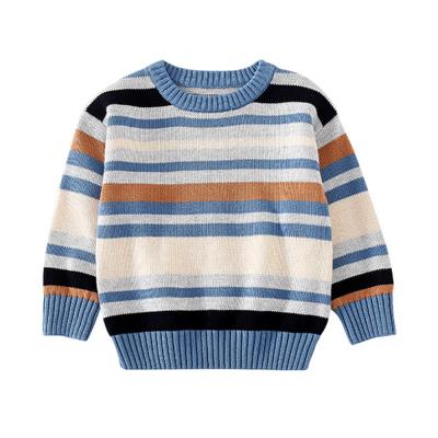 China Mudkingdom Wholesale Anti Shrink Kid Clothes Striped Long Sleeve Knit Baby Boy Christmas Sweater Warm Fleece Striped Sweater 3-8T for sale