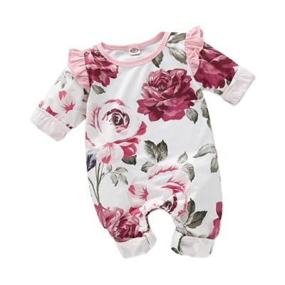 China New Mudkingdom Floral Pattern Long Sleeve Baby Clothes Long Sleeve Rompers Newborn Baby Outfits for sale