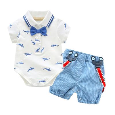 China Mudkingdom Antibacterial Printed Latest Design Cotton Summer Romper Set Clothes Baby Boy Sets for sale