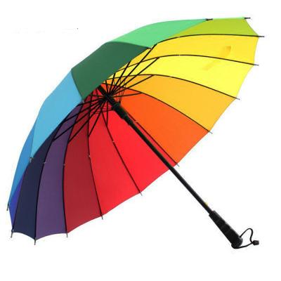 China Promotional Rain Umbrella.Promotionall 16 Colors Logo Rainbow Upright Custom Umbrella for sale