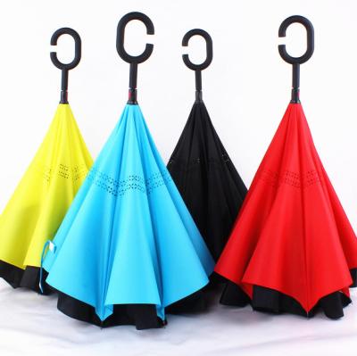 China Windproof Traditional Double Layer Reverse Easy Carry Inverted Umbrella for sale