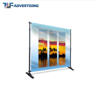 China Flame Resistance Adjustable Pole Banner Display 8x8ft Backdrop Banner Media Wall Stand For Event for sale