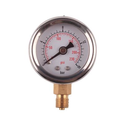 China 304 Stainless Steel 2.5 Inch 0-16BAR Stainless Steel Liquid Pressure Gauge for sale