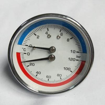 China Conn. Water Temperature Pressure Radial Thermometer back 2.0inch for sale