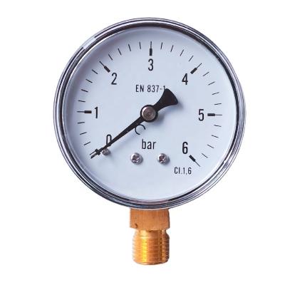 China OEM Dry Water Pressure Gauge 6bar Black Steel Case Air Pressure Gauge for sale