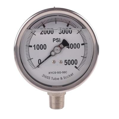 China 5000PSI Side Mount 100MM Oil Stainless Steel Pressure Gauge 1.5