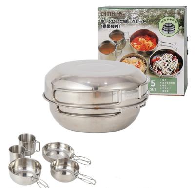 China High Quality Customizable Camping Set Logo Cookware Stainless Steel Cookware Unisex Outdoor Cooking Set Camping for sale