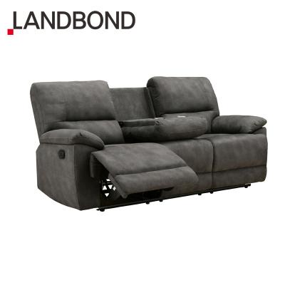 China High Casual Dark Gray Sofa Chair Couch With Recliner Double Sided Mechanism Modern Drop-Down Center Table for sale