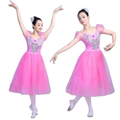 China Adult Bubble Sleeve Ballet Dance Costume Long White Dresses Tutu Dress Evening Wear for sale