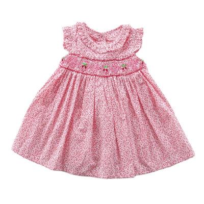 China 2022 Anti-wrinkle kids clothes girls cotton skirts summer girls 100% smocked little dress 1year flowers for sale