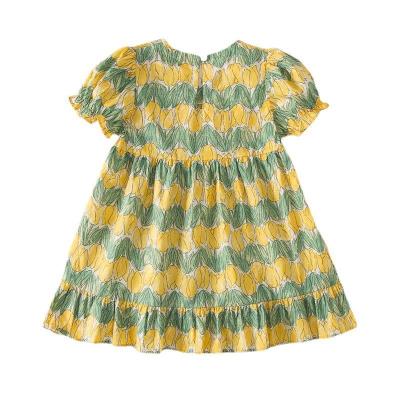 China Anti-wrinkle Summer Baby Birthday Party Dress Kids Flora Flare Sleeve Dresses Puff Skirts For Girls for sale