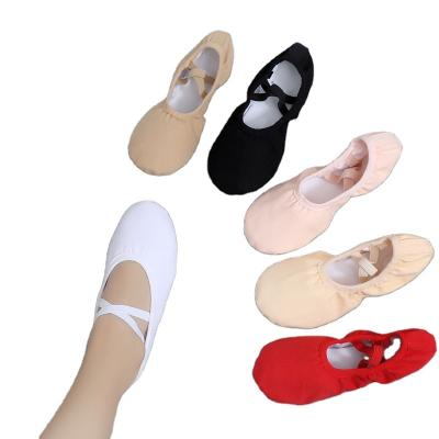 China Wholesales Soft Bottom Yoga Slippers Ballet Dance Canvas Children's Mouth Dance Shoes Without Red Canvas Elastic Lace for sale