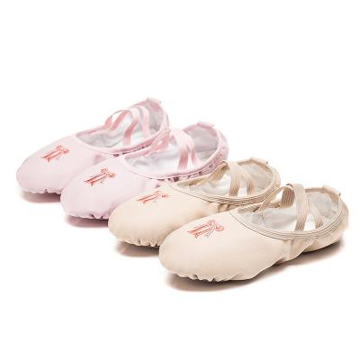 China Hot Canvas Flesh Pink Mesh Flat Shoes Soft Sole Ballet Dance Shoes Wholesales for sale