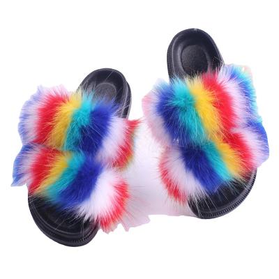 China Wholesale Fashion Trend Plush Fox Fur Slippers for sale