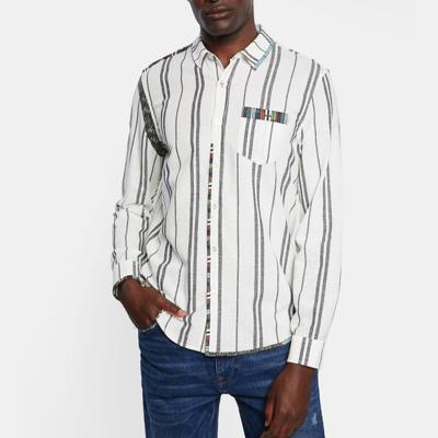 China Custom Men's Anti-Pilling Canvas Cotton Long Sleeve Sir Jack Shirt White Striped Shirt For Man for sale