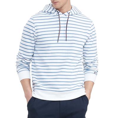 China High Quality Anti-wrinkle Pullover Hoodie Men's Vintage Style Striped Pattern 100% Cotton Pullover Men ODM OEM Hooded Customized Size Custom Made ordered for sale