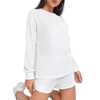 China Anti-Wrinkle Plain High Quality Wholesale Blank Women's T-shirt White Oversized Crewneck Sweatshirt Oversized Sweatshirt Women for sale