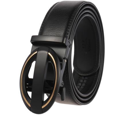 China Custom Wholesale Automatic Ratchet Buckle Cowhide Mens Whip Leather Belt LY36-222441-1 for sale