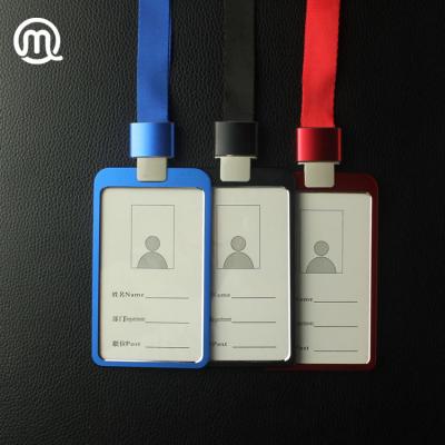 China Custom Metal Aluminum Alloy Photo ID Card Holder Anti-degaussing Badges With Vertical Shape for sale