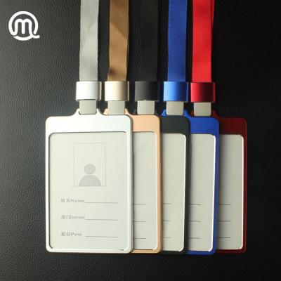 China High quality colorful round corner metal id card holder for wholesale with lanyard for sale