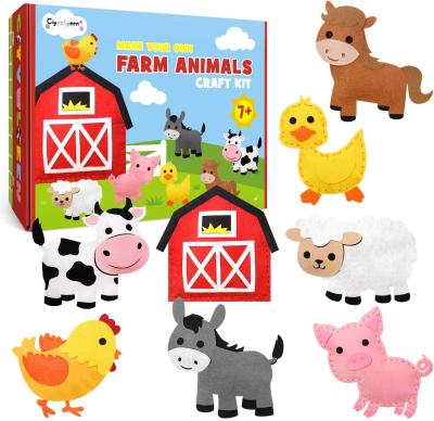 China Sew felt kit cartoon toys early learning activity classroom farm animal home made arts and crafts felt sewing kit for kids and adults for sale