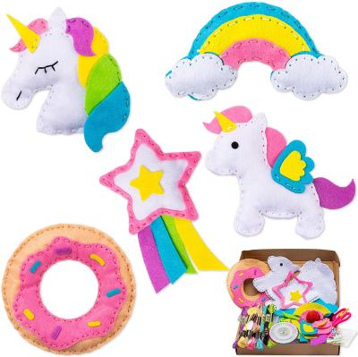 China Unique Handmade Felt Rainbow Cloud Shooting Star Unicorn Craft DIY Sewing Kit Home Decors Kids Adults Craft Kit for sale