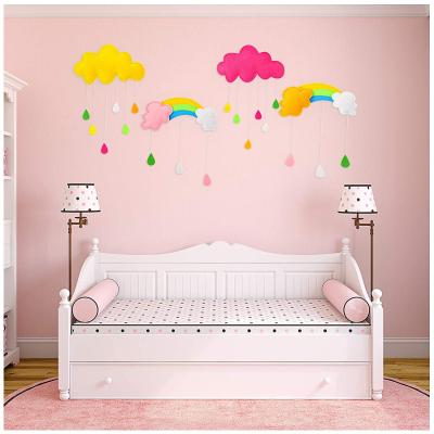 China Toy Bright Soft and Colorful Cute Soft Felt Baby Mobile for Nursery Decor Felt Rainbow Moon Clouds Baby Montessori Toys for sale