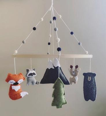 China Woodland etsy soft forest mountain fox bear baby shower deco toy baby nursery mobile felt mobile for sale