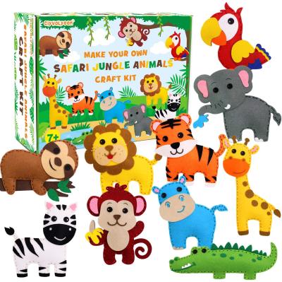 China DIY crafts 10 nursery zoo safari jungle educational set felt animals sewing kit diy set for kids art craft for sale