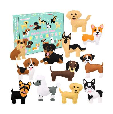 China Sewing Set Felt Puppy Kids Craft DIY Kit and Stuffed Dog Plush Sewing Set for Girls and Boys Educational Beginners for sale