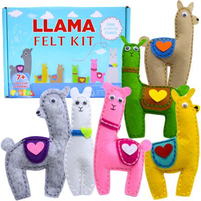 China 100% Polyester Felt 2021 Stuffed Summer Kids Educational Toys Creative Tray Animals Felt Different Shapes Llama DIY Craft Sewing Kits For Adults for sale