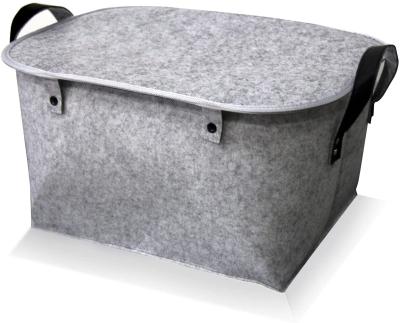 China Eco-Friendly Felt Basket and Stitch Viable Premium Gray Foldable Cross Cube Book Toy Storage Clothes Storage Box with Lid for sale