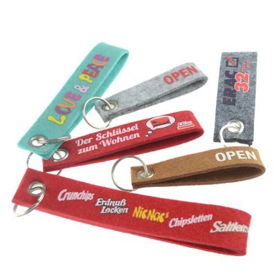 China 100% Polyester Felt Wholesale Custom Printed Embroidered Logo Self Defense Key Chain Wool Felt Key Chain Key Chains For Promotion for sale