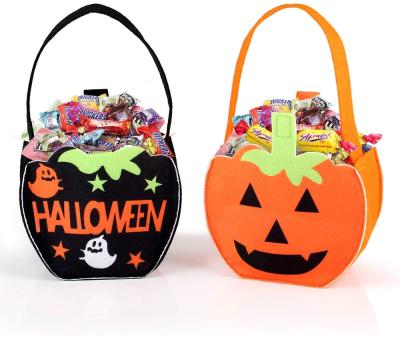 China Polyester Felt Dongguan Halloween Decoration Kids Trick or Treat Candy Packaging Bag High End Sublimation DIY Pumpkin Gift Halloween Baskets for Child for sale