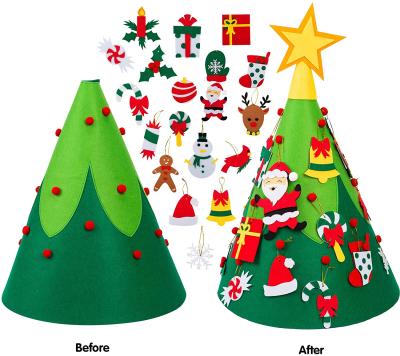 China Wholesale Diy Toddler 3d Mini Wall Hanging Felt Christmas Tree Ornaments Kids Pendant Felt Christmas Tree For Christmas Decoration for sale