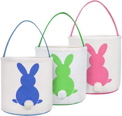 China Easter Bunny Ear Bag Bulk Running Party Celebrate Decoration Gift Toys Carry Bucket Bunny Tails Canvas Easter Bunny Ear Fluffy Tote Bag for sale