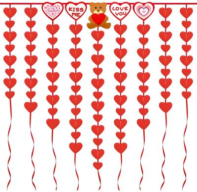 China Polyester Felt Valentines Day Decorations Red Love Heart Felt Garland Banner For Valentines Day Birthday Home Decor No Hanging DIY Heart for sale