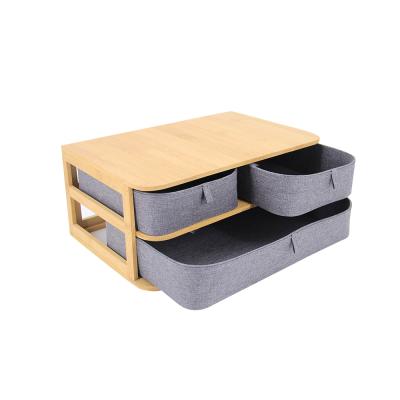 China Viable Desktop Bamboo and Wooden Tissue Storage Box Drawer Toys Debris Cosmetic Gray Blue Blue Jewelry Storage Box Bedroom Creative Storage for sale