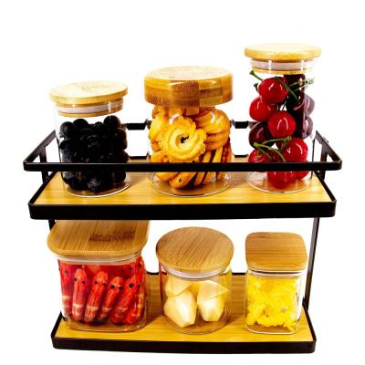 China High Quality Metal Countertop Shelf Double Storage Rack Kitchen Seasoning Storage Rack for sale