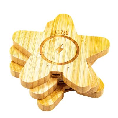 China Cell Phone/Cute Ipad/Camera/PDA/MP3 Super For iPhone Huawei Samsung Qi Universal Wooden Pentagram Adapter Portable Wireless Charging Pad for sale