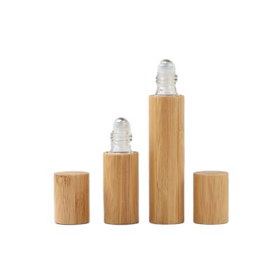 China ISO+BSCI Cosmetic Lid Essential Oil Bottle Roller Metal Ball Refillable Bamboo Bamboo Essential Oil Roller Bottle for sale