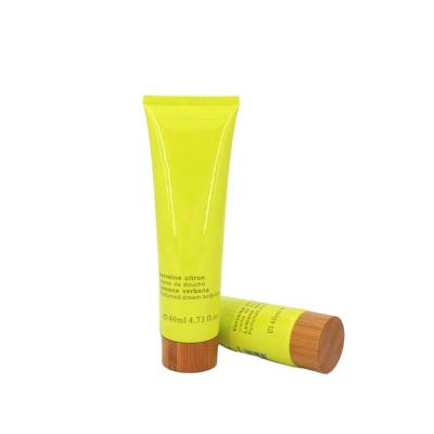 China Environmental Environmental Bamboo Screw Lid 40g Face Wash Screen Printing Color Soft Tube for sale