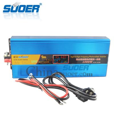 China Suoer 24V 1000W Hybrid Inverter 1KW UPS Sine Wave Solar Power Inverter With LCD Display 475.5*178*83.5mm for sale