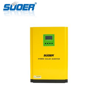 China Suoer High Frequency 3.2KW 24vdc to 230vac MPPT Inversor Pure Sine Wave Solar Power Hybrid Inverter 55*44*21.5CM for sale