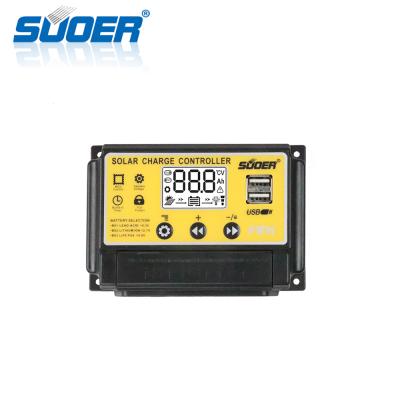 China Smart Solar Charger Controller Suoer 20 Amp 12V 24V PWM Charge Controller for sale