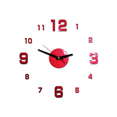 China Hot Selling Raymons Minimalist Acrylic Simple Decorative DIY 3D Wall Stickers Acrylic Mirror Wall Clock With Logo Customized for sale